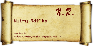 Nyiry Réka névjegykártya